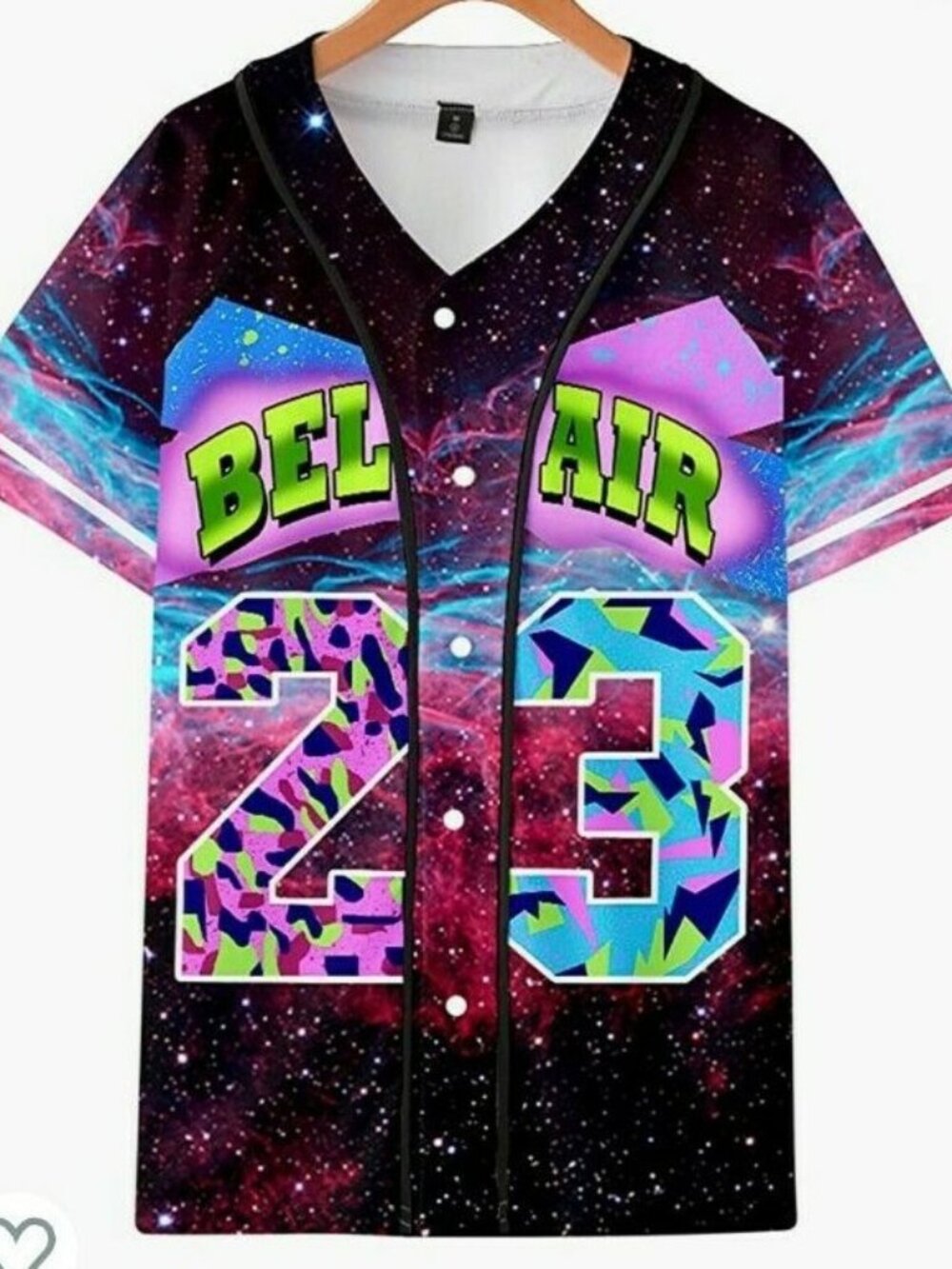 Bel Air #23 Baseball Jersey for Women 90s Theme Party Hip Hop Fashion Blouse